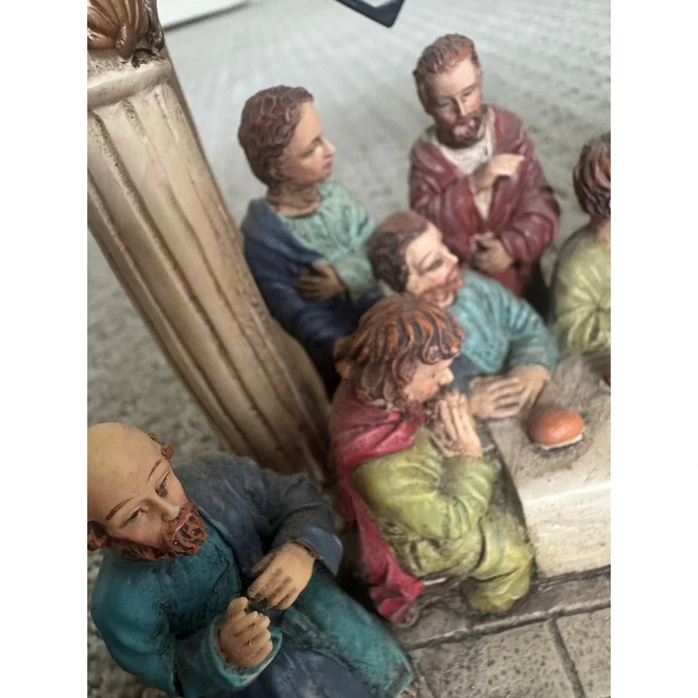 Vintage Last Supper Mantel‎ Clock Religious Tabletop Decor Cherub Angels